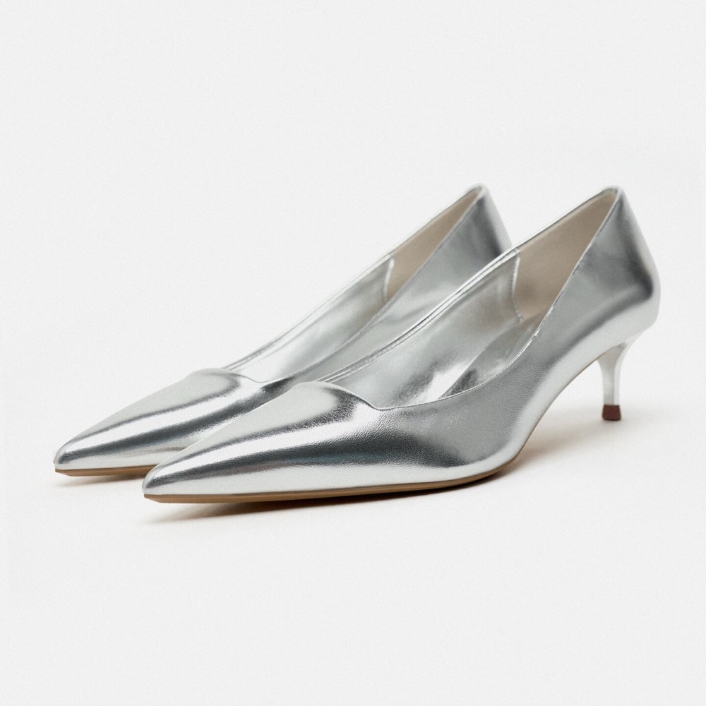 NEW - Zara Silver Metallic Elegant Pumps - Size 10